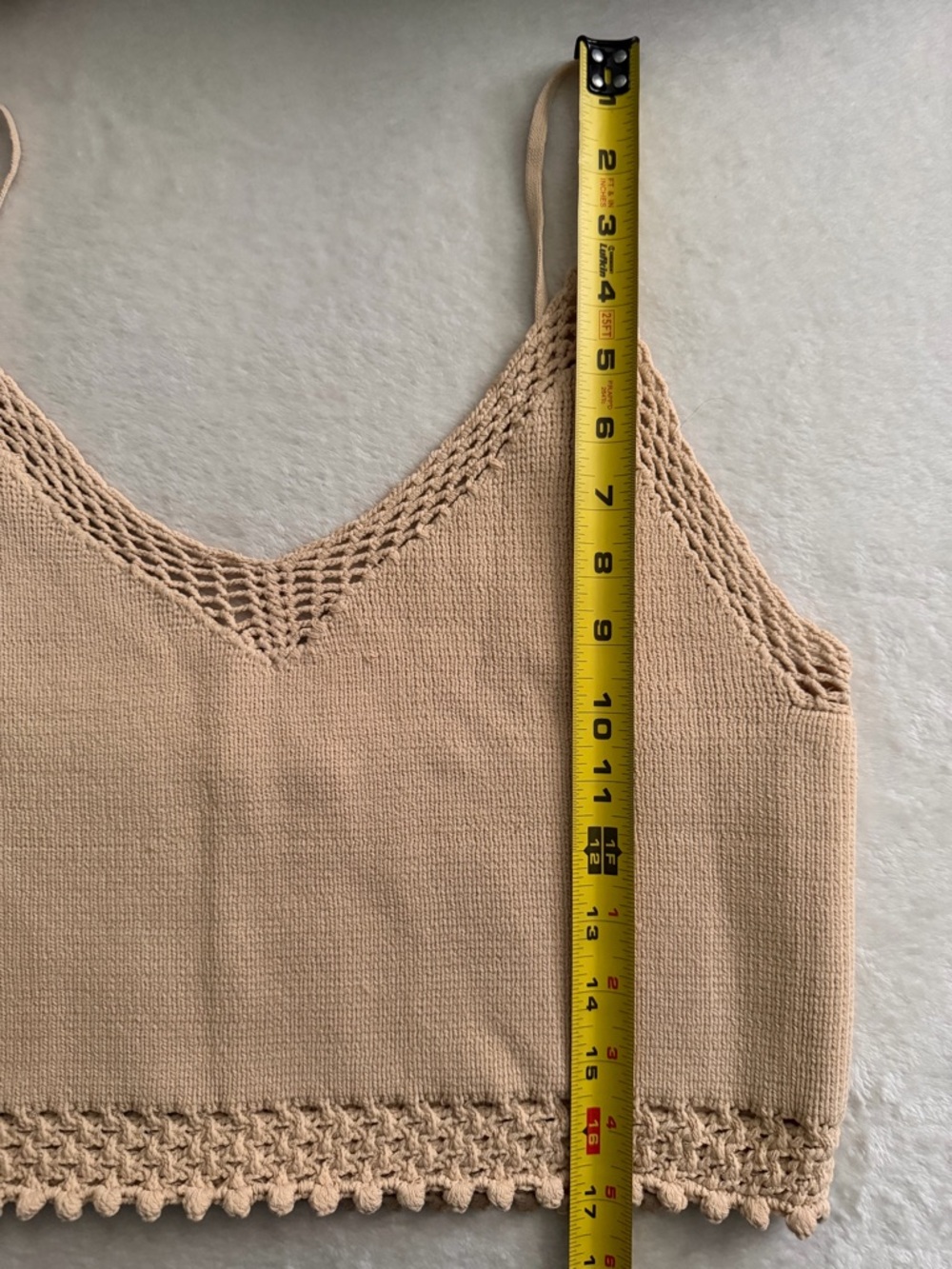 American Eagle Outfitters Tan AE Studio Knit Crochet Top - Picture 7 of 11